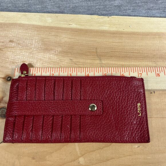 Lodi’s Women’s Credit Card Stacker Wallet Slim Red Pebbled Leather 8 Card Pocket - Picture 5 of 6